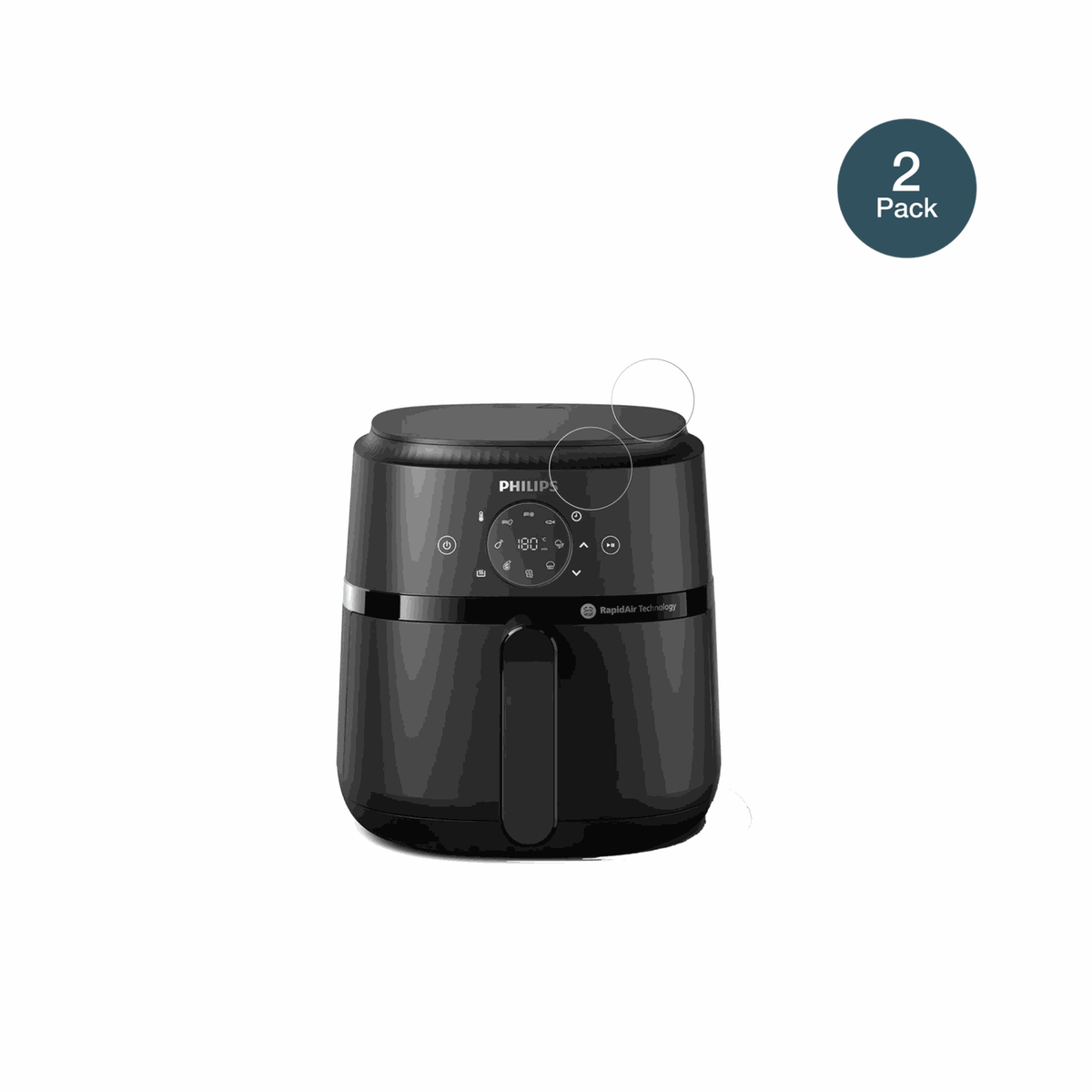 PhilipsAirfryer 2000 Gen 2 4.2L mit aufgebrachter dipos Flex Schutzfolie, glasklare Darstellung ohne Einschränkungen