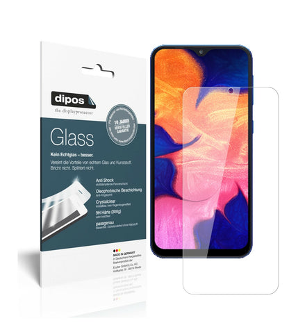 SamsungGalaxy A10 mit aufgebrachter dipos Flex Schutzfolie, glasklare Darstellung ohne Einschränkungen