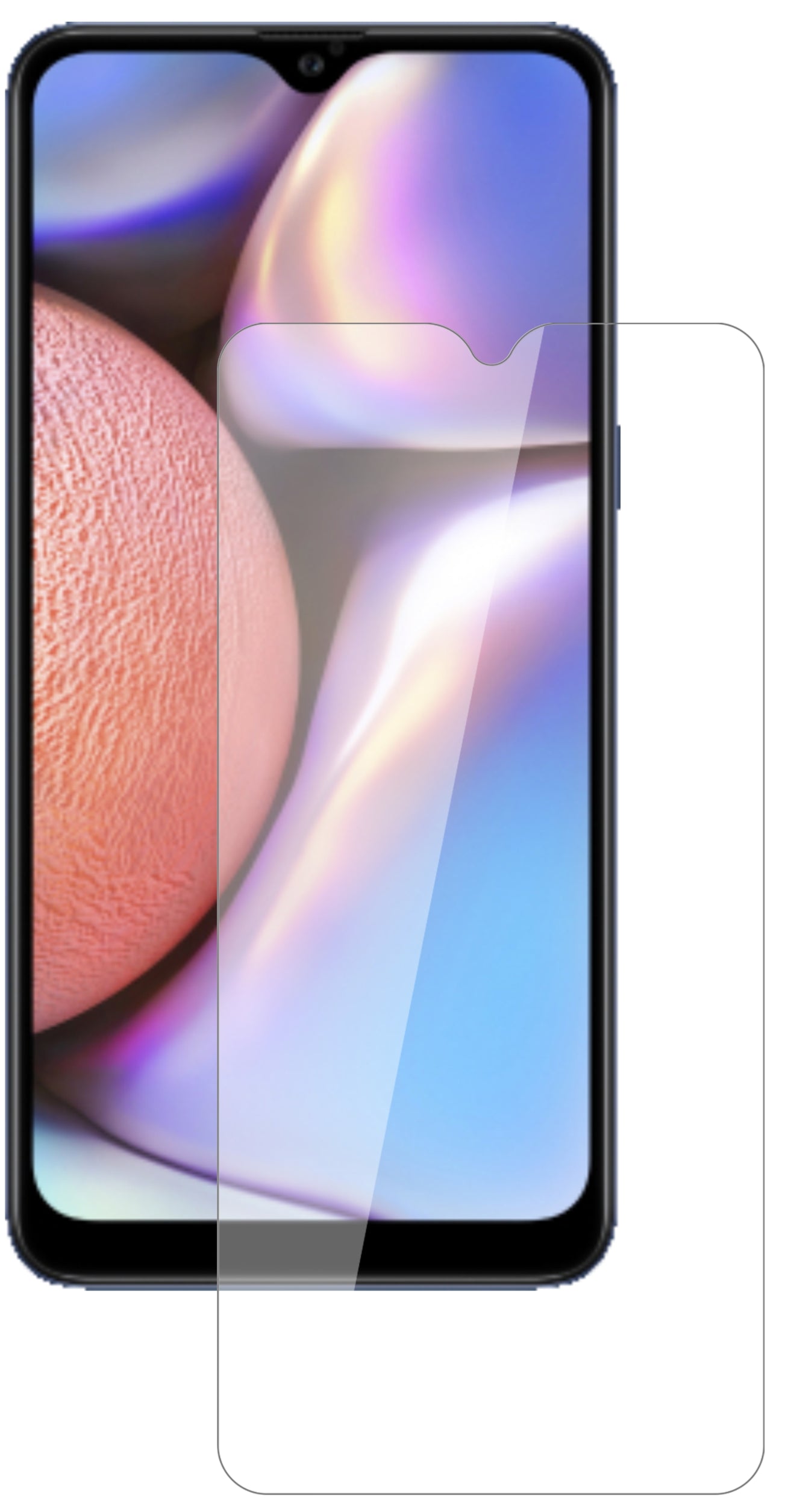 SamsungGalaxy A10s mit aufgebrachter dipos Flex Schutzfolie, glasklare Darstellung ohne Einschränkungen