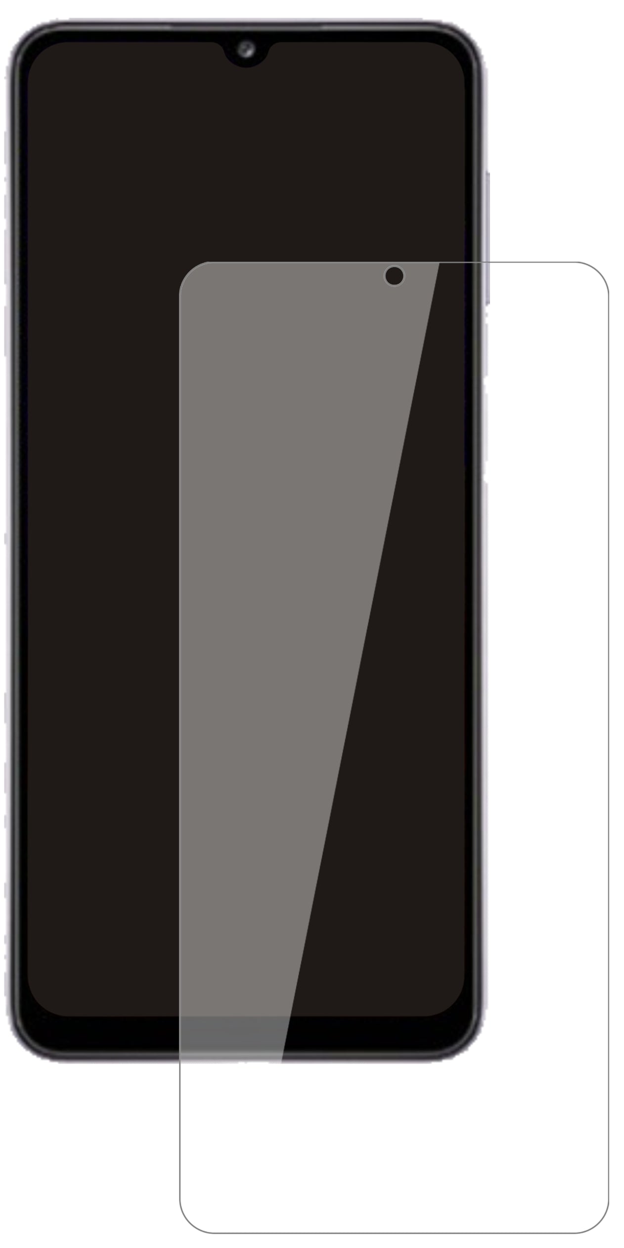 SamsungGalaxy A32 5G mit aufgebrachter dipos Flex Schutzfolie, glasklare Darstellung ohne Einschränkungen