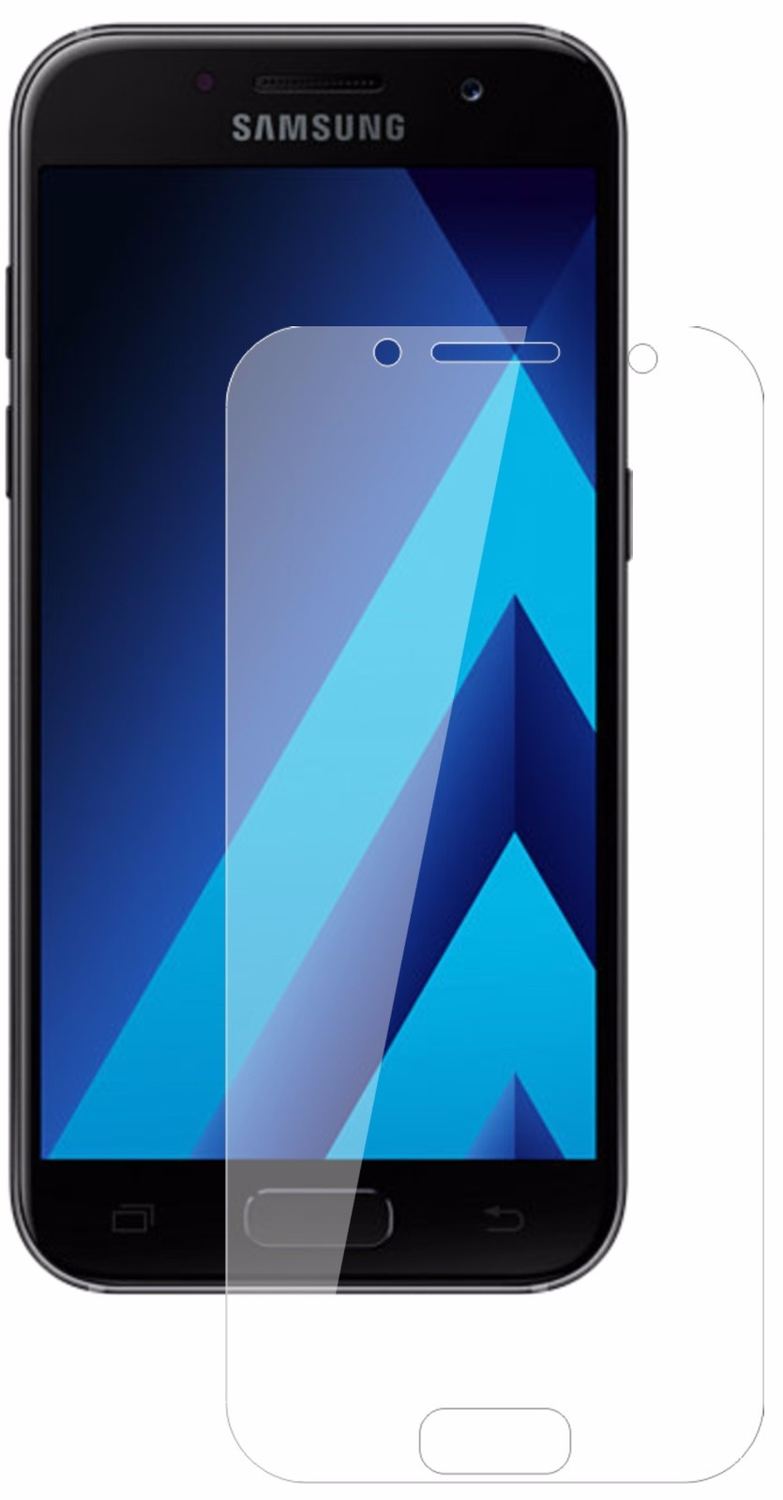SamsungGalaxy A5 (2017) mit aufgebrachter dipos Flex Schutzfolie, glasklare Darstellung ohne Einschränkungen