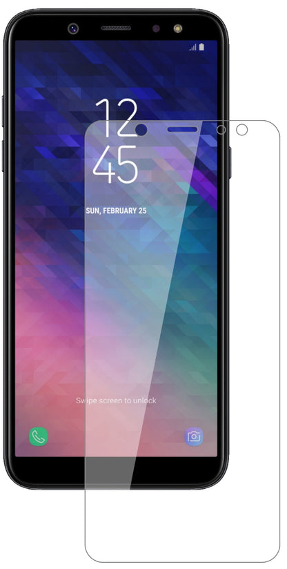 SamsungGalaxy A6 Plus (2018) mit aufgebrachter dipos Flex Schutzfolie, glasklare Darstellung ohne Einschränkungen