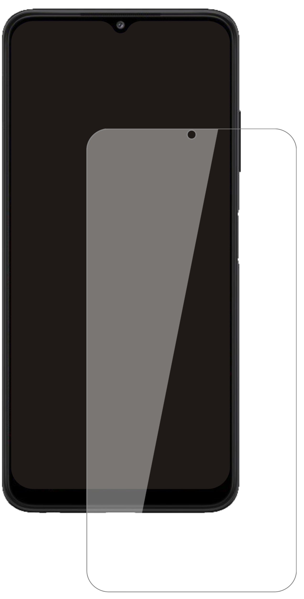 SamsungGalaxy A22 mit aufgebrachter dipos Flex Schutzfolie, glasklare Darstellung ohne Einschränkungen