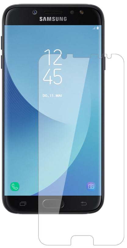 SamsungGalaxy J7 2017 mit aufgebrachter dipos Flex Schutzfolie, glasklare Darstellung ohne Einschränkungen