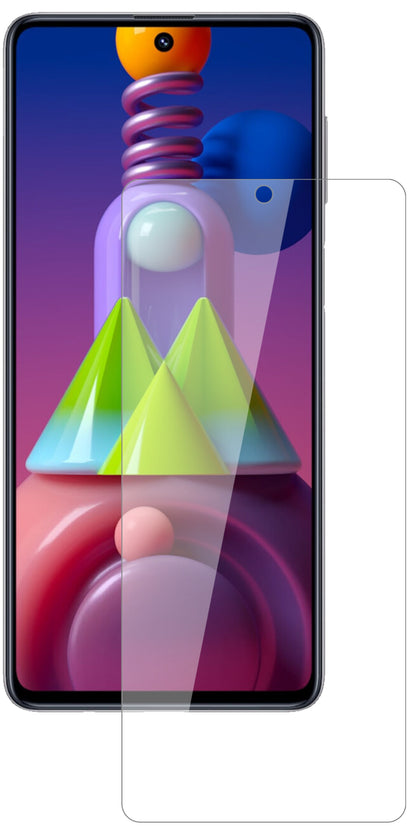 SamsungGalaxy M51 mit aufgebrachter dipos Flex Schutzfolie, glasklare Darstellung ohne Einschränkungen