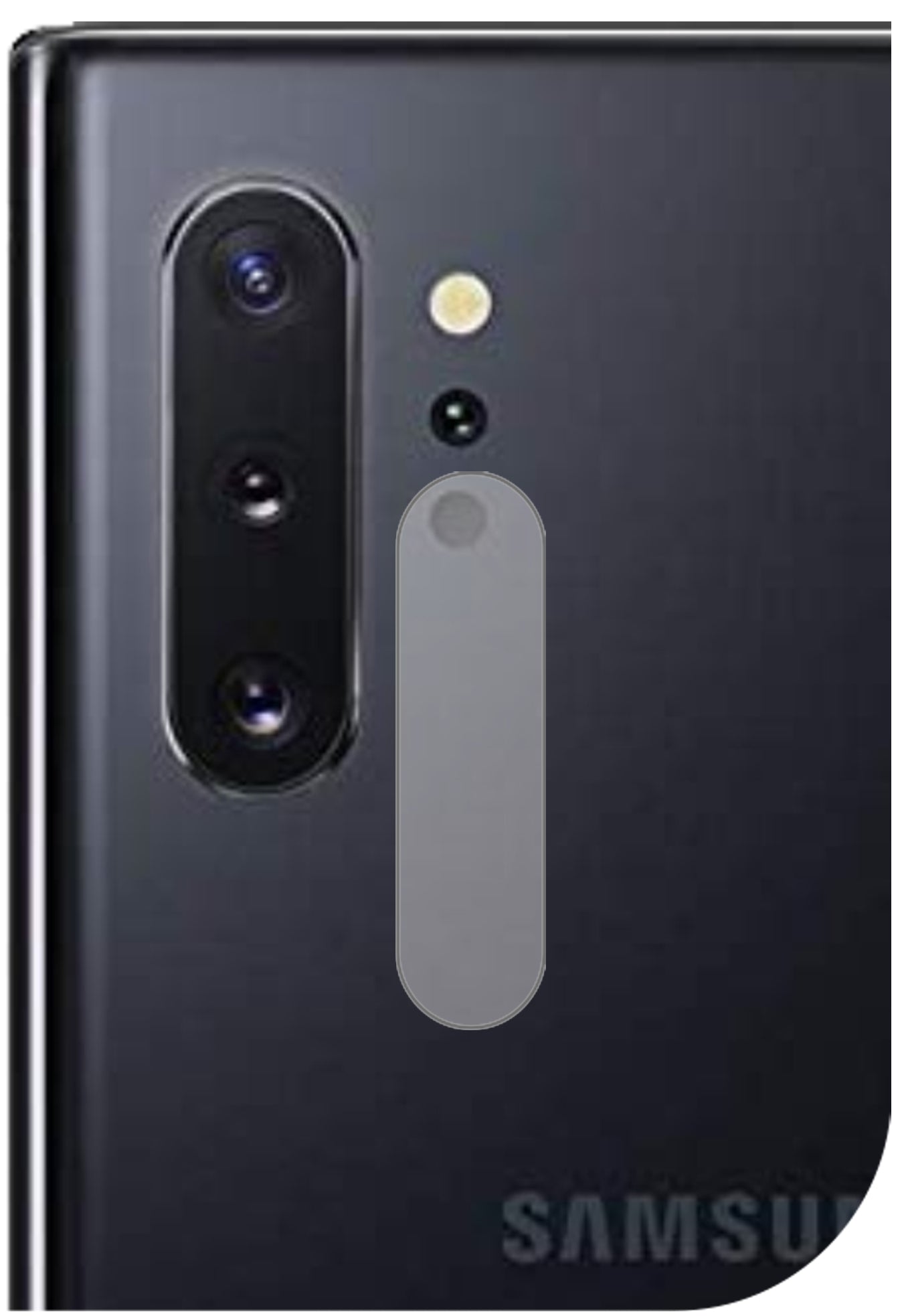 SamsungGalaxy Note 10 PLUS Kameralinse mit aufgebrachter dipos Flex Schutzfolie, glasklare Darstellung ohne Einschränkungen