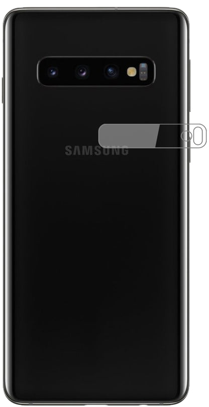 SamsungGalaxy S10 Kameralinse mit aufgebrachter dipos Flex Schutzfolie, glasklare Darstellung ohne Einschränkungen
