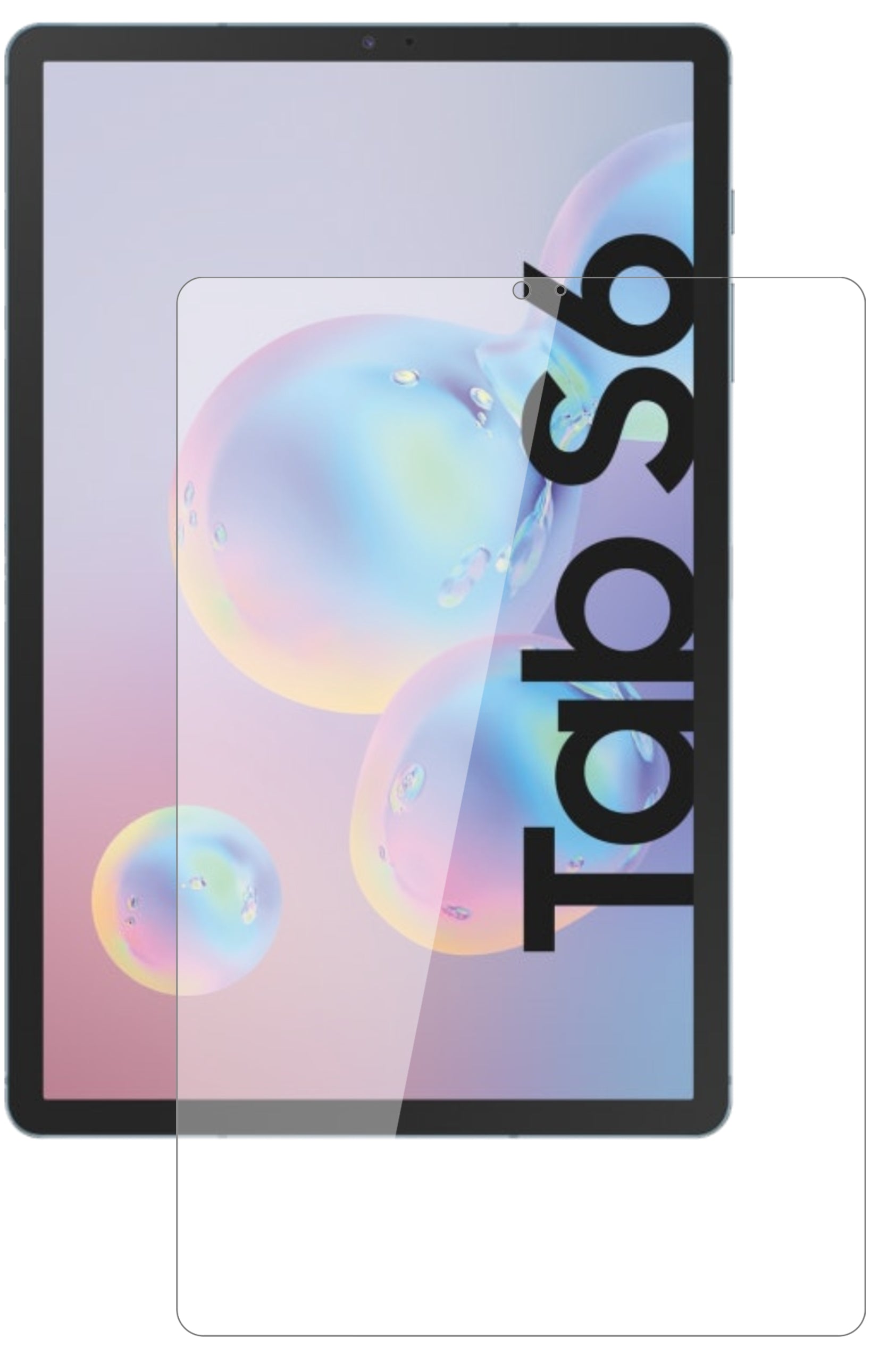 SamsungGalaxy Tab S6 mit aufgebrachter dipos Flex Schutzfolie, glasklare Darstellung ohne Einschränkungen