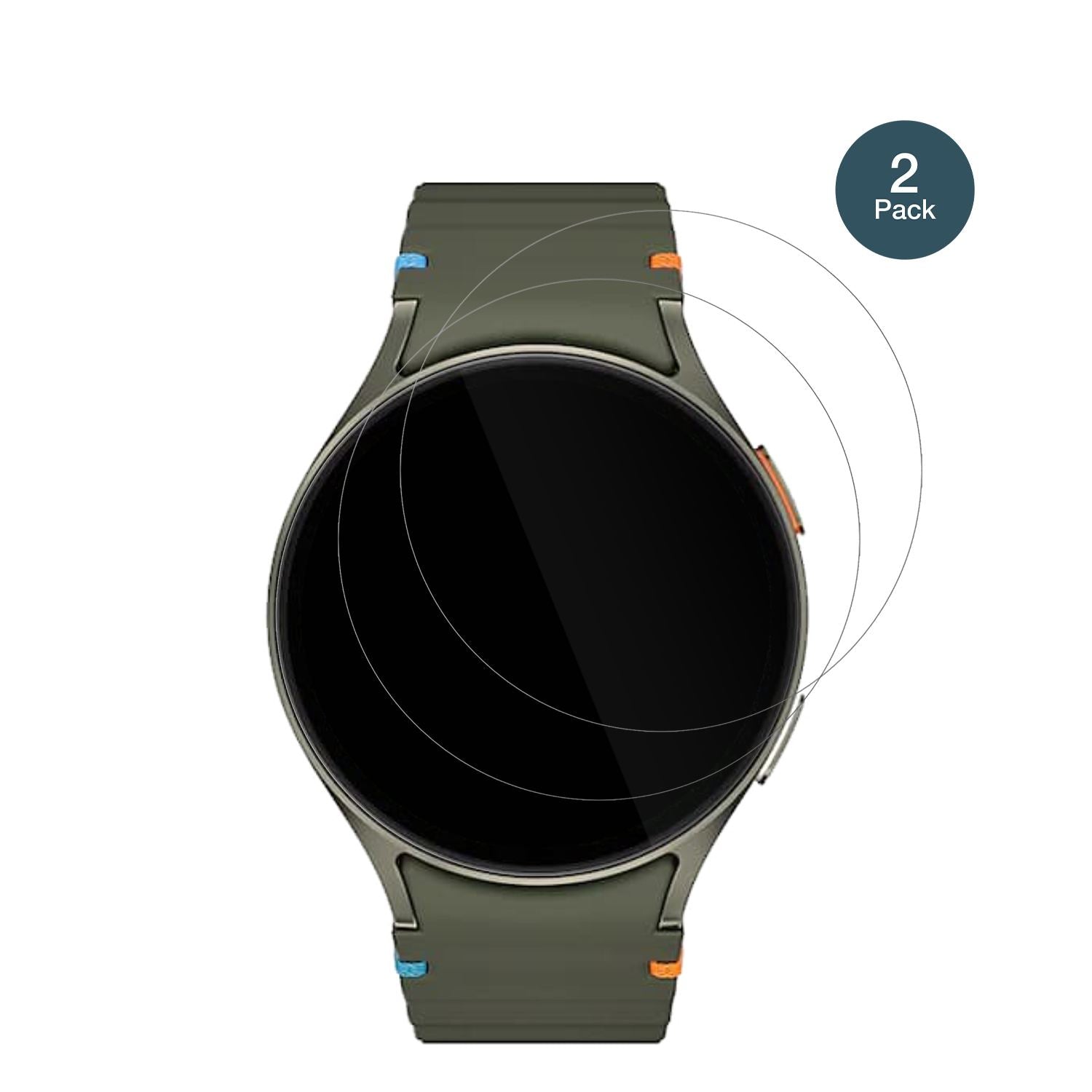 SamsungGalaxy Watch 7 44mm mit aufgebrachter dipos Flex Schutzfolie, glasklare Darstellung ohne Einschränkungen