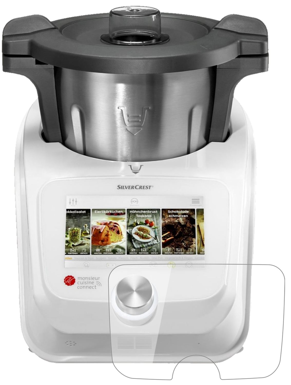 SilverCrestMonsieur Cuisine Connect mit aufgebrachter dipos Flex Schutzfolie, glasklare Darstellung ohne Einschränkungen