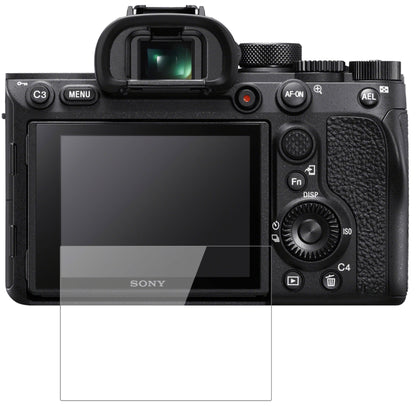 SonyA7R IV mit aufgebrachter dipos Flex Schutzfolie, glasklare Darstellung ohne Einschränkungen