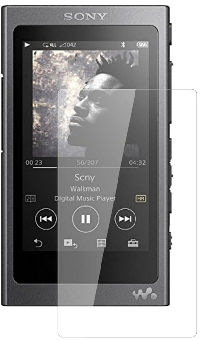 SonyWalkman NW-A35 mit aufgebrachter dipos Flex Schutzfolie, glasklare Darstellung ohne Einschränkungen