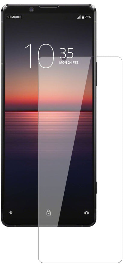 SonyXperia 1 II mit aufgebrachter dipos Flex Schutzfolie, glasklare Darstellung ohne Einschränkungen