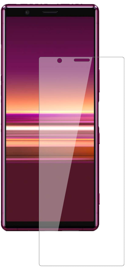 SonyXperia 5 mit aufgebrachter dipos Flex Schutzfolie, glasklare Darstellung ohne Einschränkungen