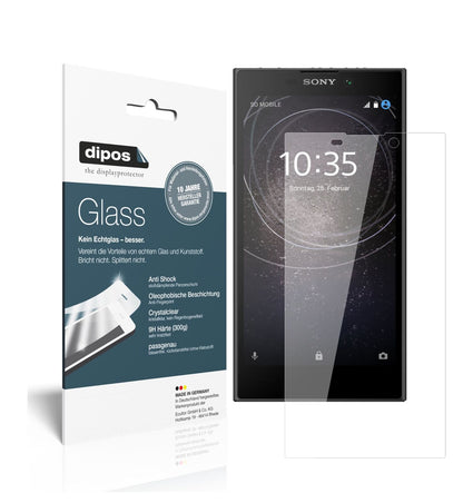 SonyXperia L2 mit aufgebrachter dipos Flex Schutzfolie, glasklare Darstellung ohne Einschränkungen
