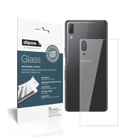 SonyXperia L3 Rückseite mit aufgebrachter dipos Flex Schutzfolie, glasklare Darstellung ohne Einschränkungen