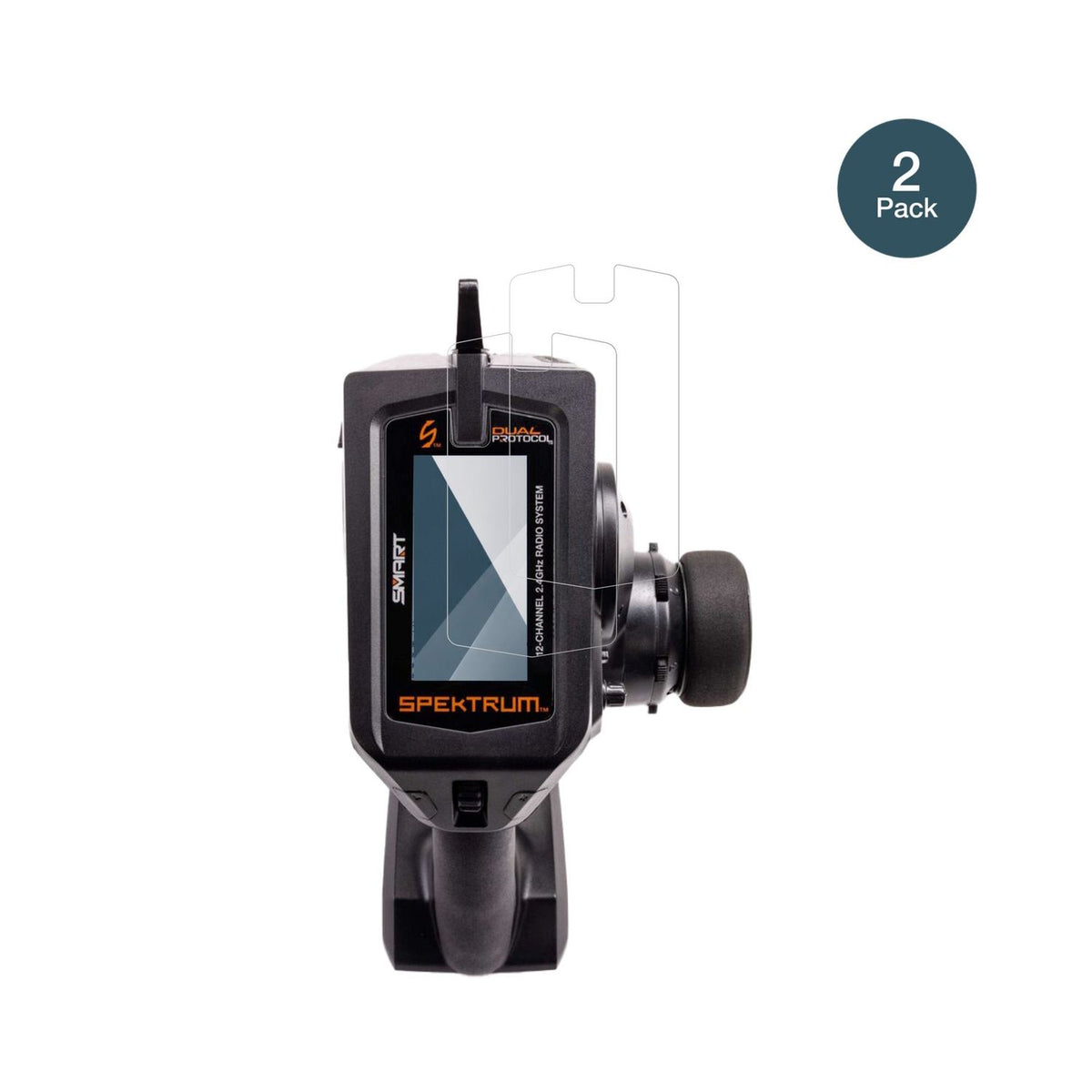 SpektrumDX Pro Plus mit aufgebrachter dipos Flex Schutzfolie, glasklare Darstellung ohne Einschränkungen