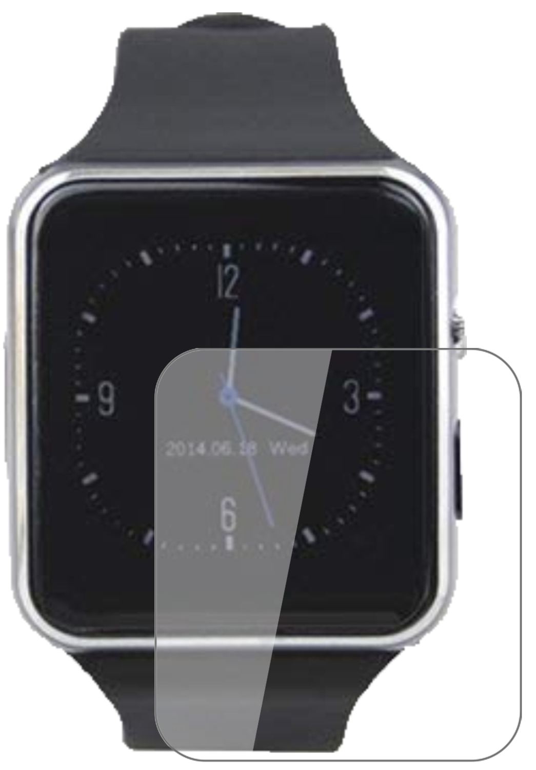 TagobeeTB01 Smartwatch mit aufgebrachter dipos Flex Schutzfolie, glasklare Darstellung ohne Einschränkungen