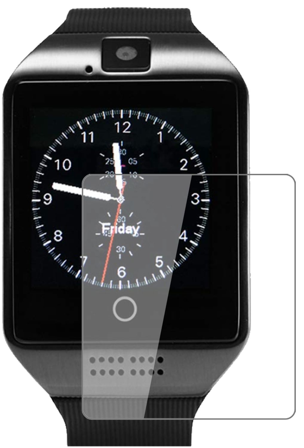 TagobeeTB02 Smartwatch mit aufgebrachter dipos Flex Schutzfolie, glasklare Darstellung ohne Einschränkungen