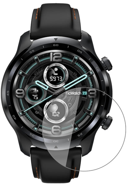 TicWatchPro 3 GPS mit aufgebrachter dipos Flex Schutzfolie, glasklare Darstellung ohne Einschränkungen