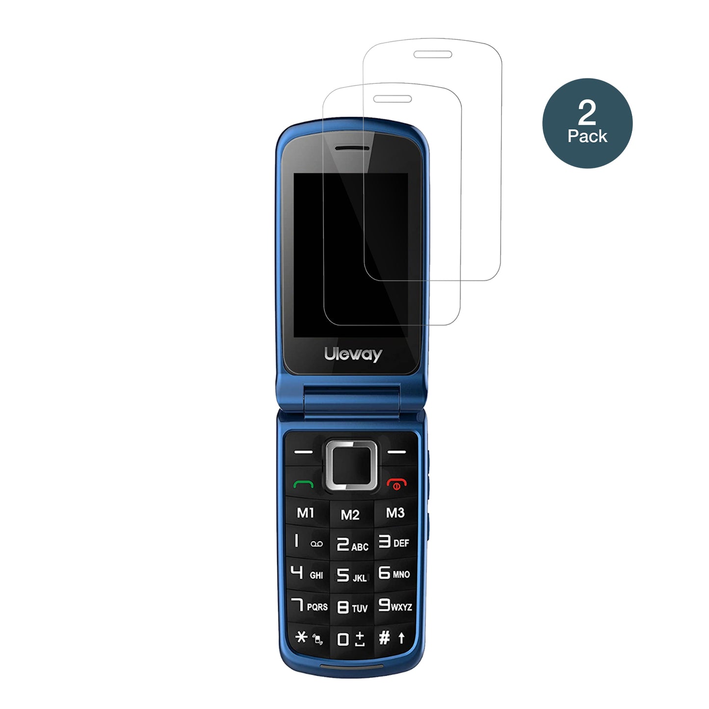 ulewayG380 Seniorenhandy mit aufgebrachter dipos Flex Schutzfolie, glasklare Darstellung ohne Einschränkungen