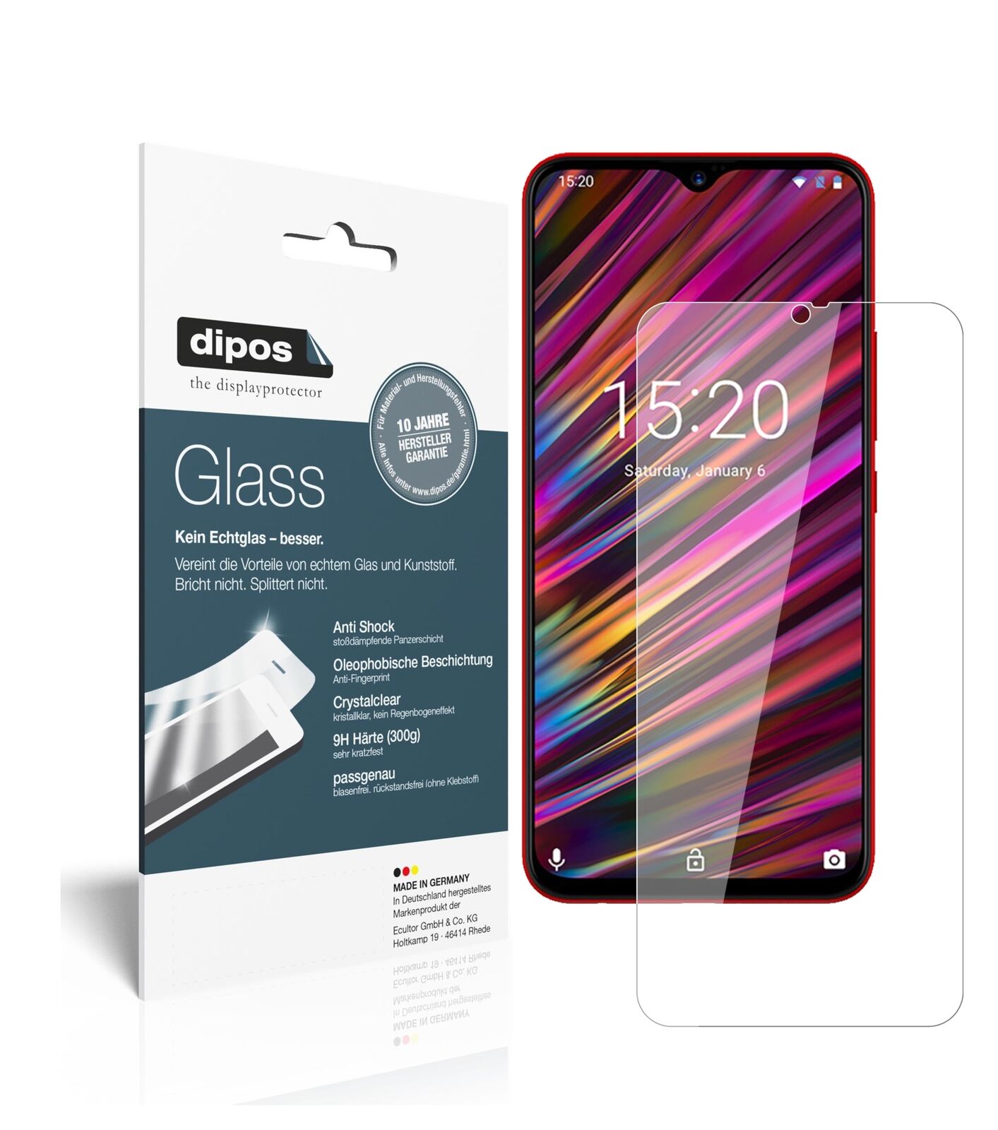 UmidigiF1 Play mit aufgebrachter dipos Flex Schutzfolie, glasklare Darstellung ohne Einschränkungen