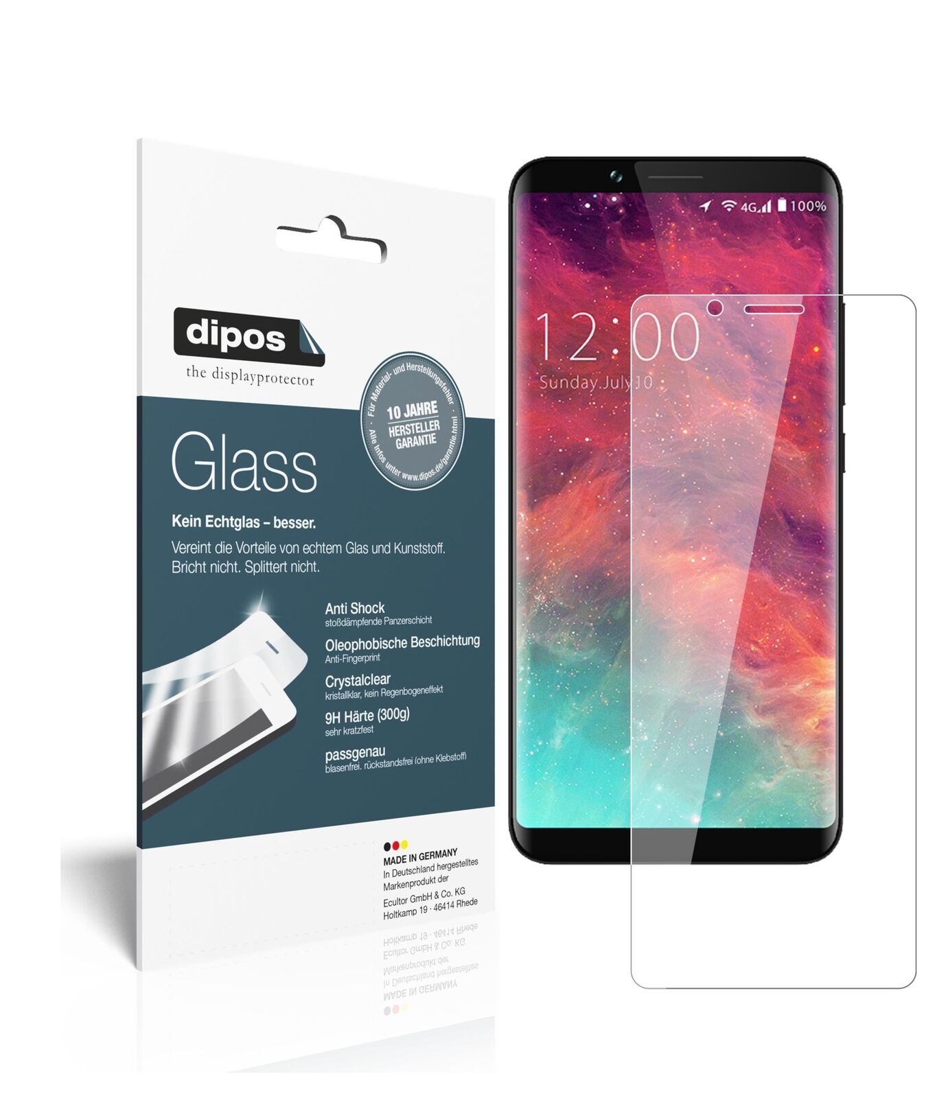 UmidigiS2 Lite mit aufgebrachter dipos Flex Schutzfolie, glasklare Darstellung ohne Einschränkungen