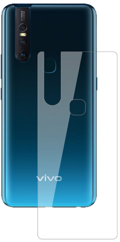VivoV15 Pro Rückseite mit aufgebrachter dipos Flex Schutzfolie, glasklare Darstellung ohne Einschränkungen