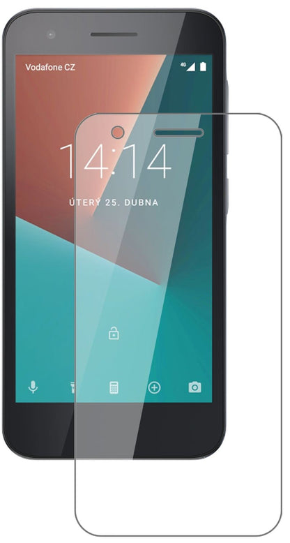 VodafoneSmart E8 mit aufgebrachter dipos Flex Schutzfolie, glasklare Darstellung ohne Einschränkungen