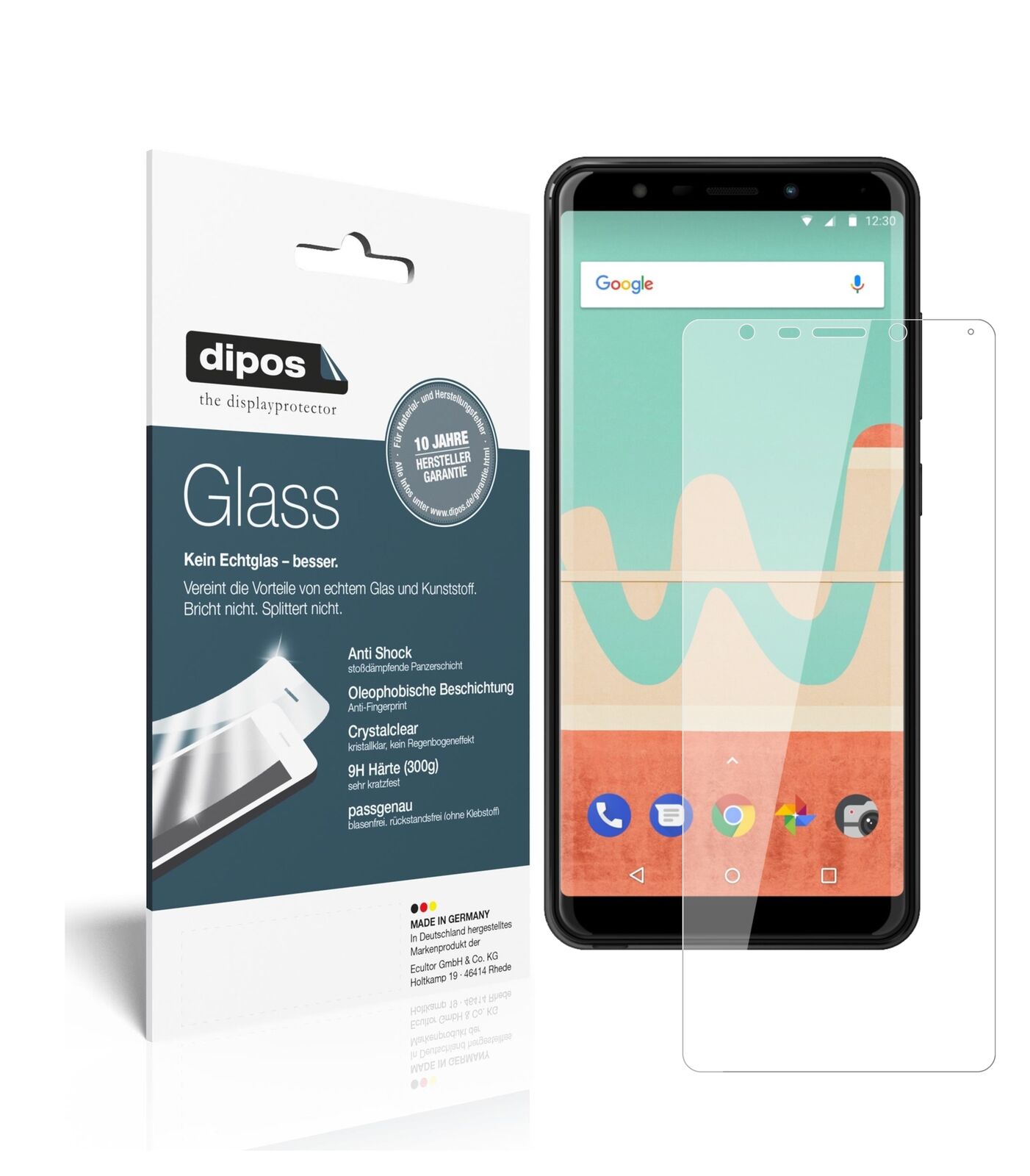 WikoView Go mit aufgebrachter dipos Flex Schutzfolie, glasklare Darstellung ohne Einschränkungen