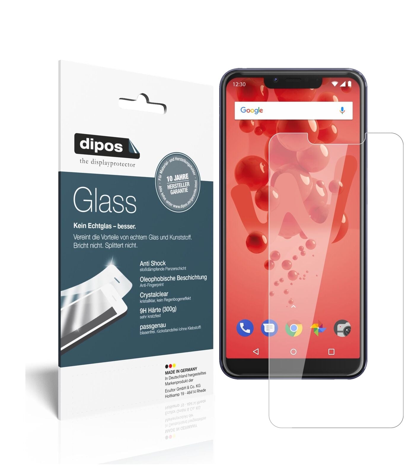 WikoView2 Plus mit aufgebrachter dipos Flex Schutzfolie, glasklare Darstellung ohne Einschränkungen