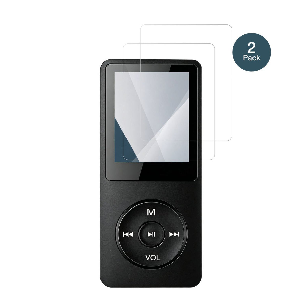 WitfoamSHD151 MP3-Player mit aufgebrachter dipos Flex Schutzfolie, glasklare Darstellung ohne Einschränkungen