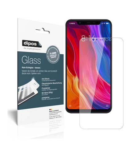 XiaomiMi 8 SE mit aufgebrachter dipos Flex Schutzfolie, glasklare Darstellung ohne Einschränkungen