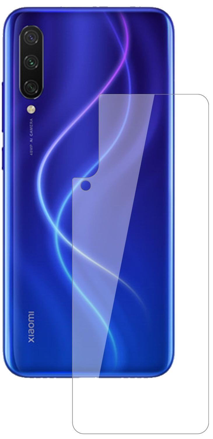 XiaomiMi A3 Rückseite mit aufgebrachter dipos Flex Schutzfolie, glasklare Darstellung ohne Einschränkungen