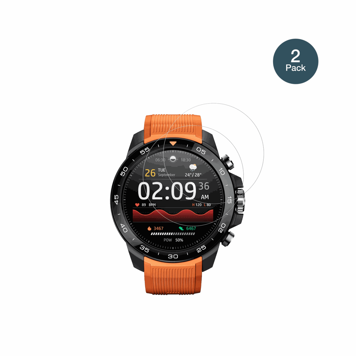 XiaomiMibro GS Explorer S mit aufgebrachter dipos Flex Schutzfolie, glasklare Darstellung ohne Einschr�nkungen