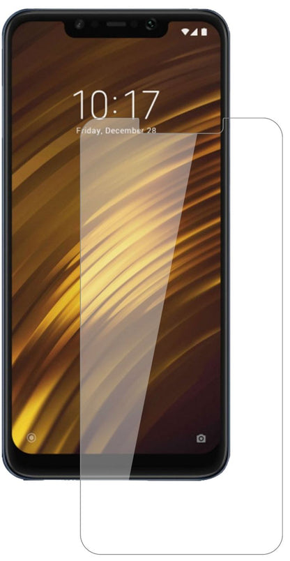 XiaomiPocophone F1 mit aufgebrachter dipos Flex Schutzfolie, glasklare Darstellung ohne Einschränkungen