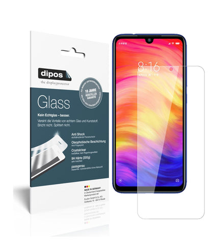 XiaomiRedmi Note 7 Pro mit aufgebrachter dipos Flex Schutzfolie, glasklare Darstellung ohne Einschränkungen