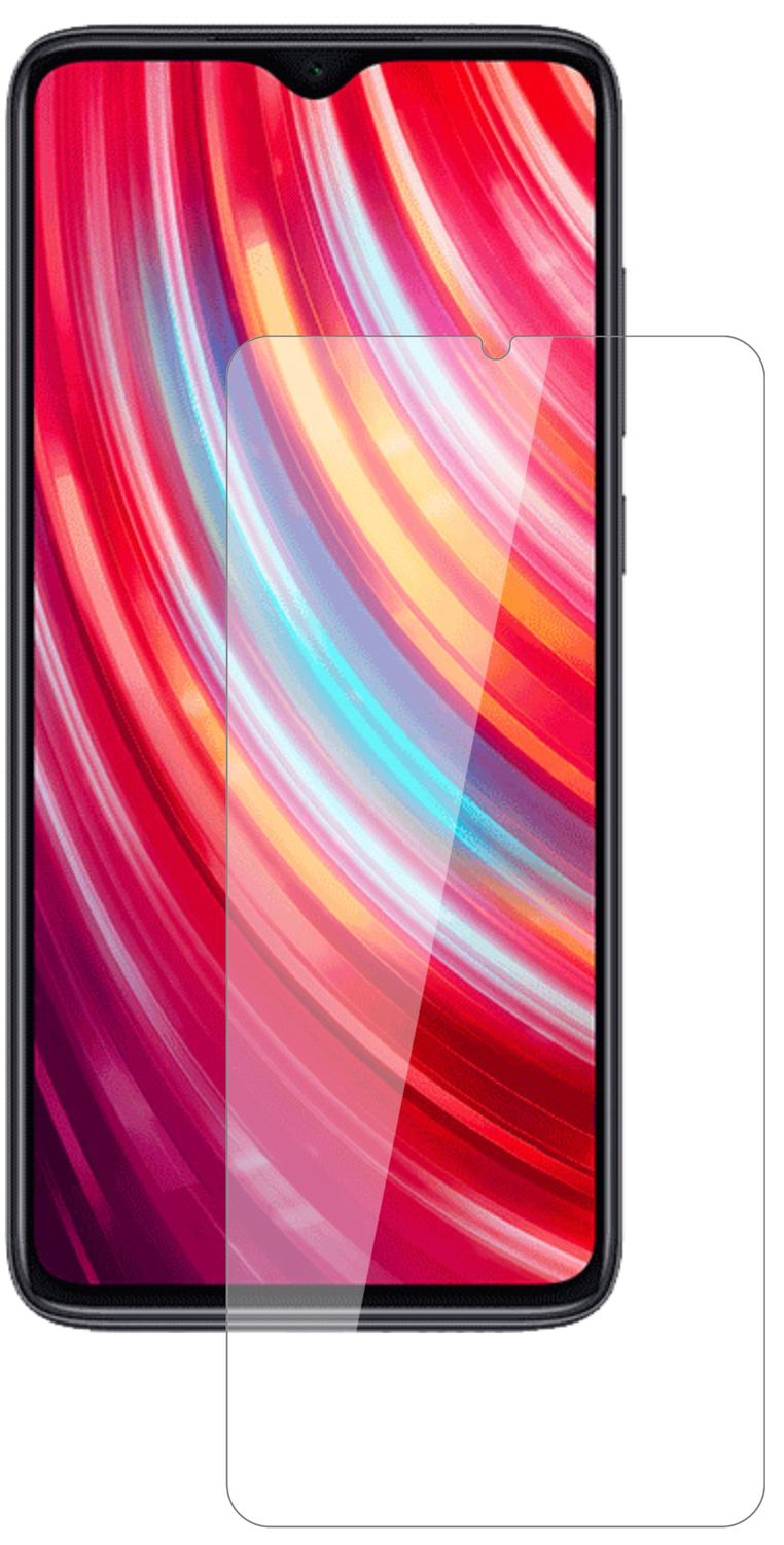 XiaomiRedmi Note 8 Pro mit aufgebrachter dipos Flex Schutzfolie, glasklare Darstellung ohne Einschränkungen