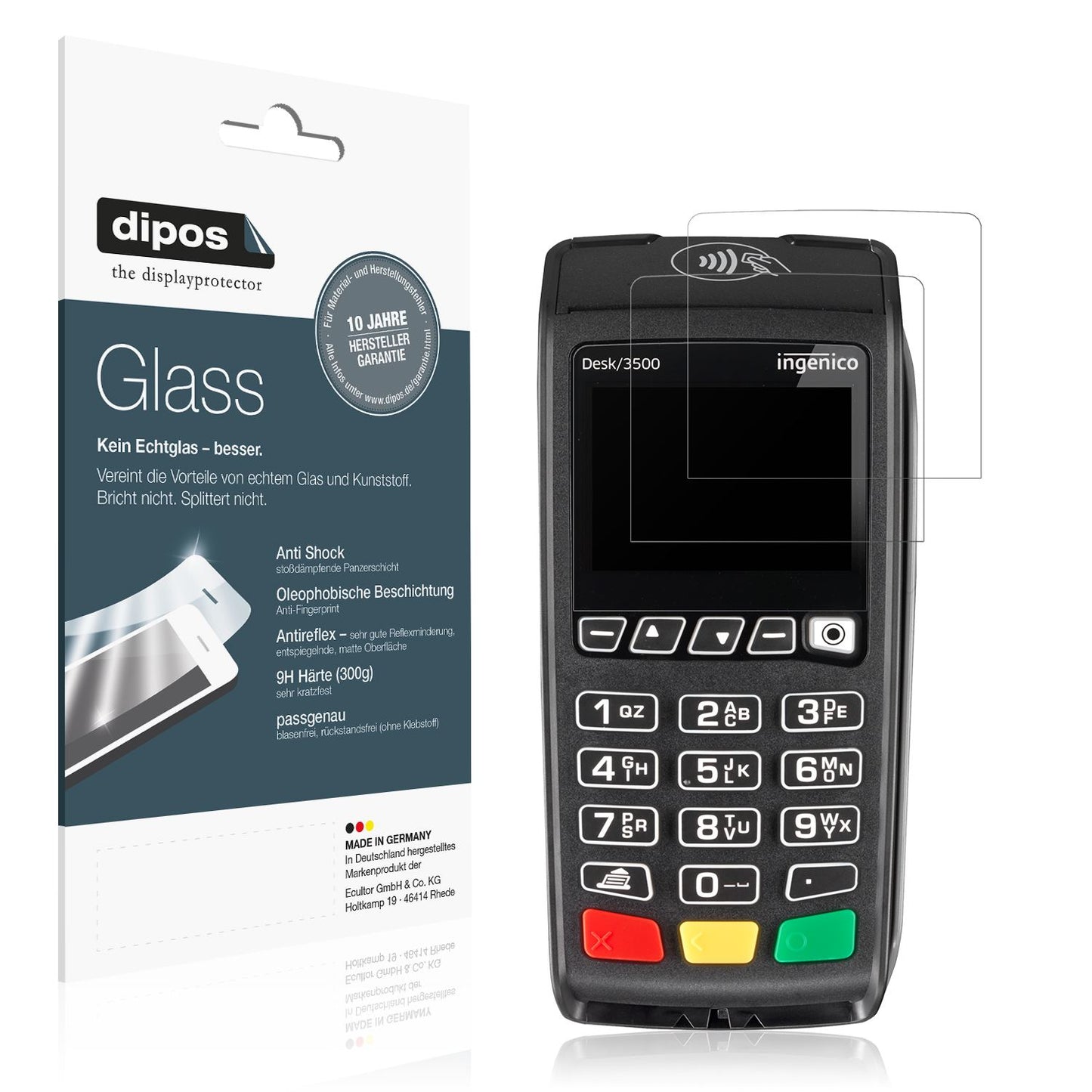 2x Screen Protector for Ingenico Desk 3500 matte Flexible Glass 9H dipos