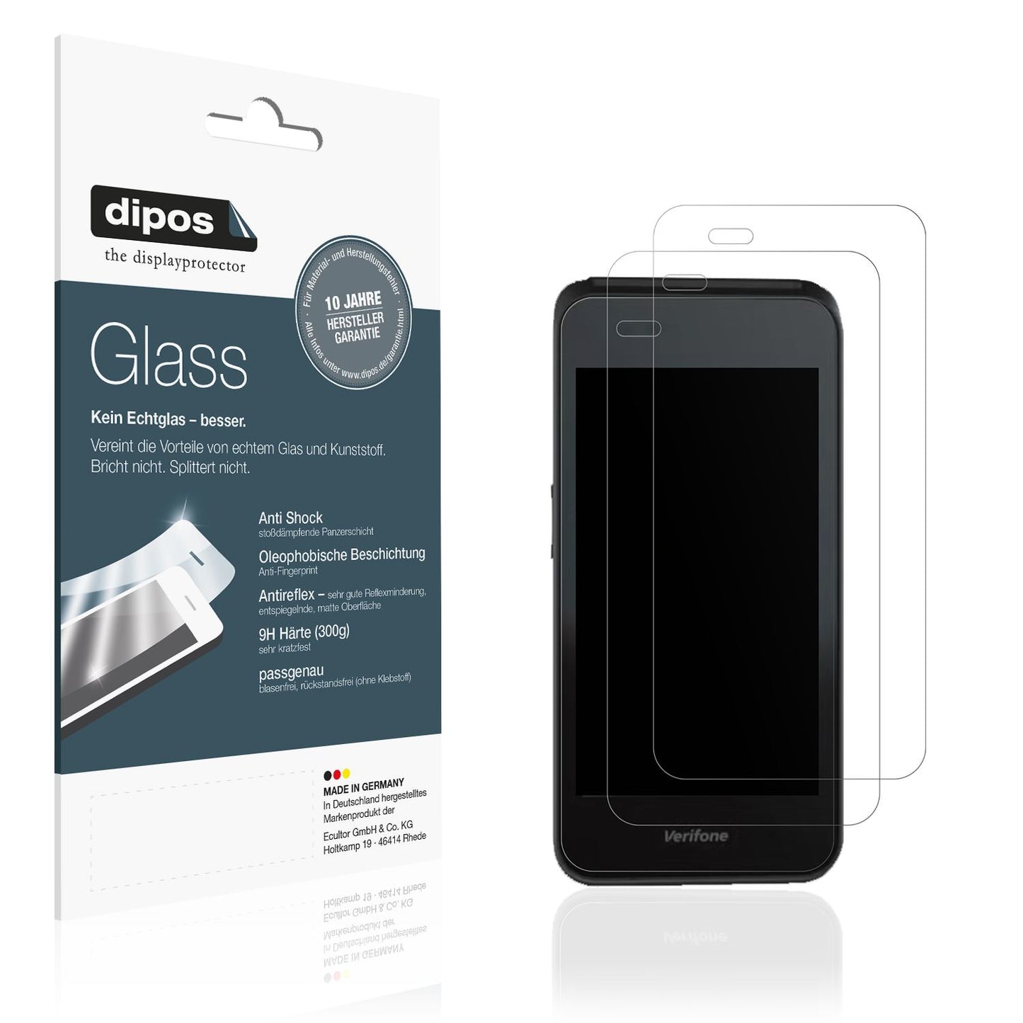 2x Screen Protector for Verifone Carbon Mobile 5 matte Flexible Glass 9H dipos
