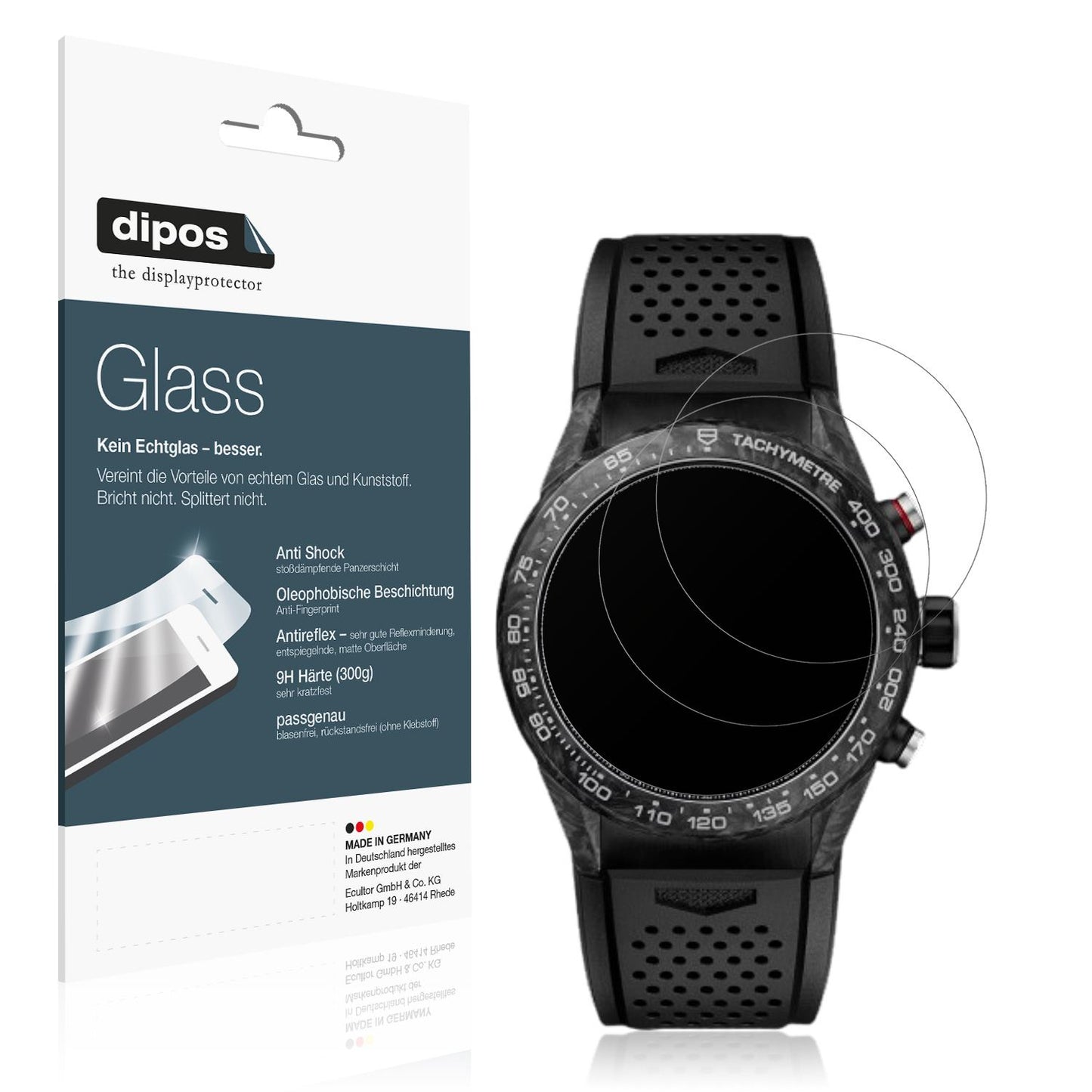 2x Screen Protector for Tag Heuer Carrera 45mm matte Flexible Glass 9H dipos