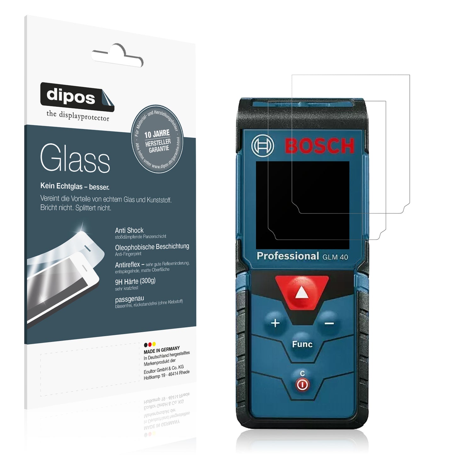 2x Screen Protector for Bosch Professional Laser GLM 40 matte Flexible Glass 9H