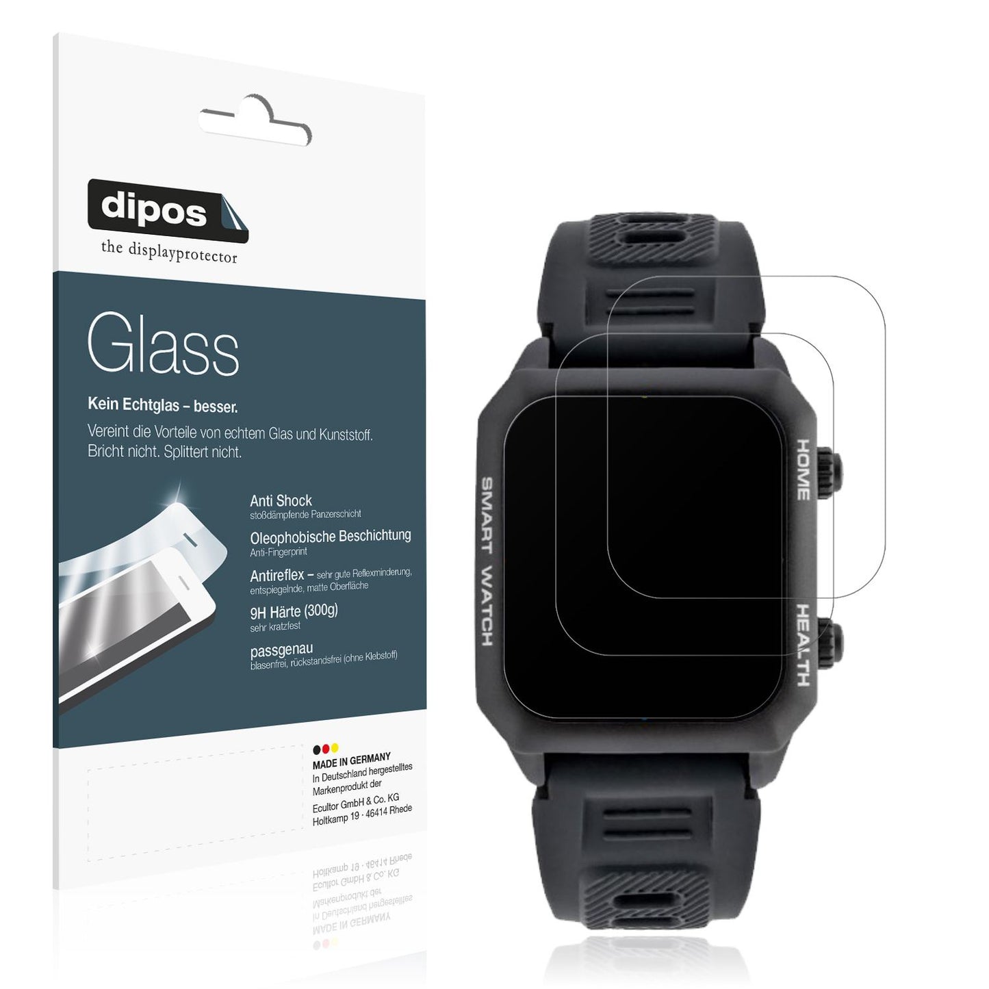 2x Screen Protector for Watchmark Kardiowatch FOCUS matte Flexible Glass 9H