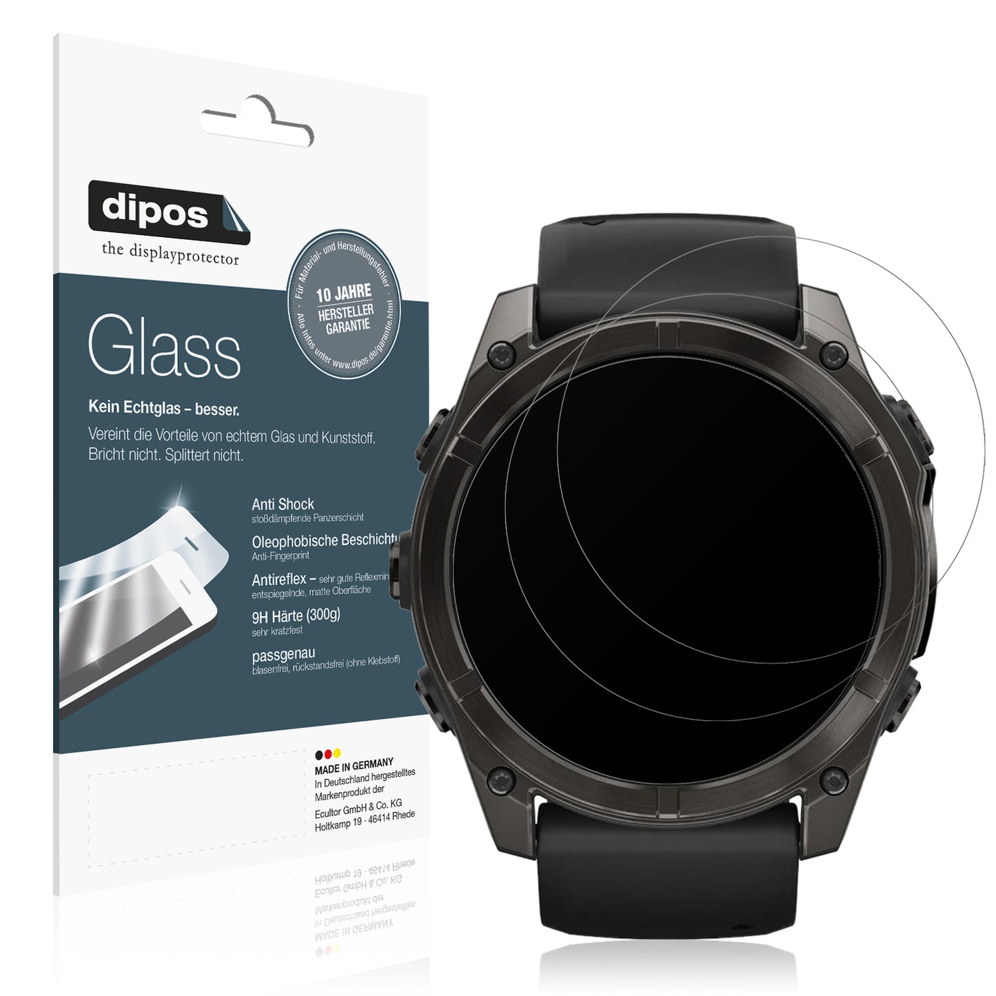 2x 9H Schutzfolie matt für Garmin Fenix 7x Pro 42mm Panzerfolie