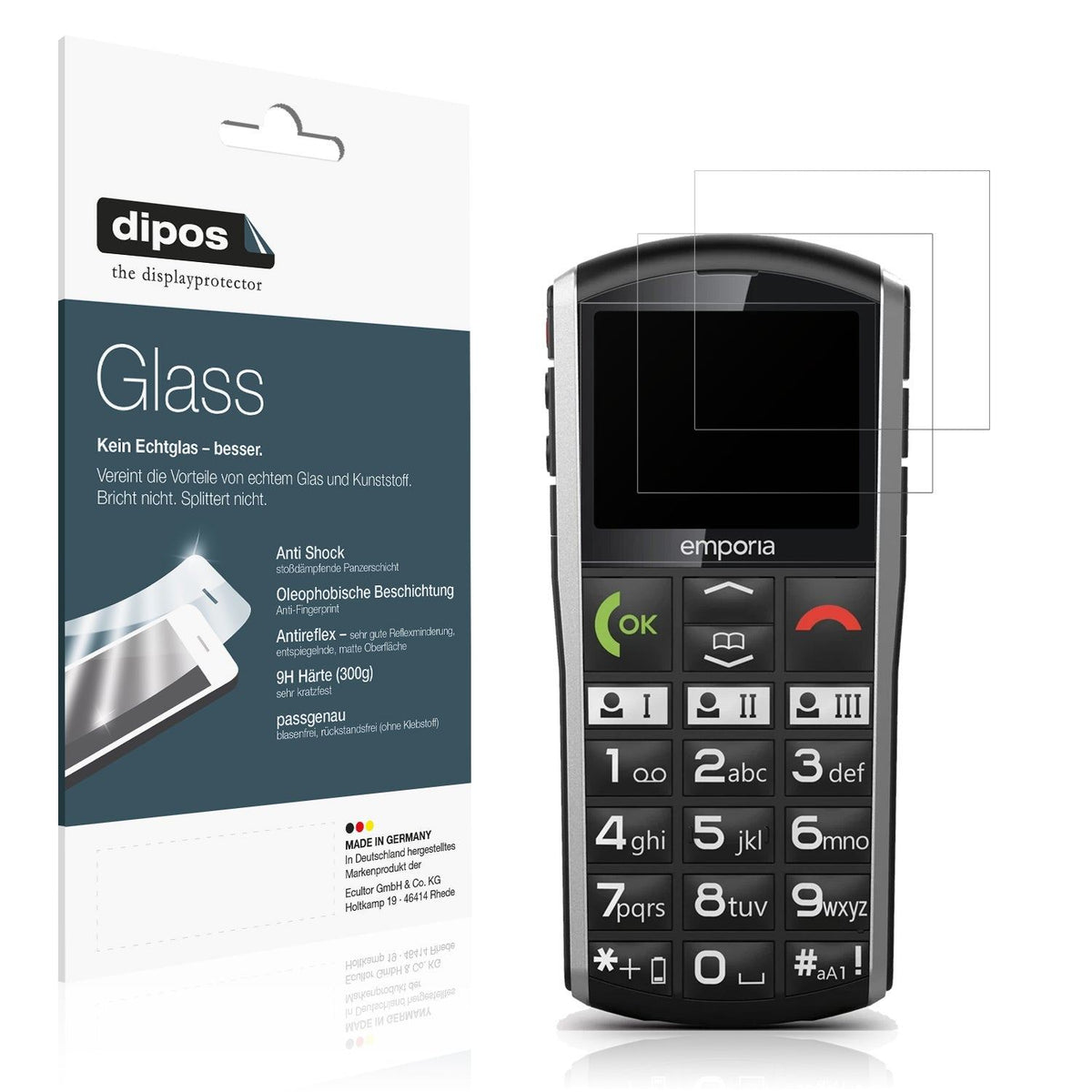 2x Screen Protector for emporia Simplicity matte Flexible Glass 9H dipos