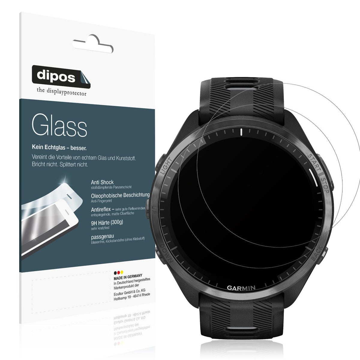2x Screen Protector for Garmin Forerunner 965 matte Flexible Glass 9H dipos