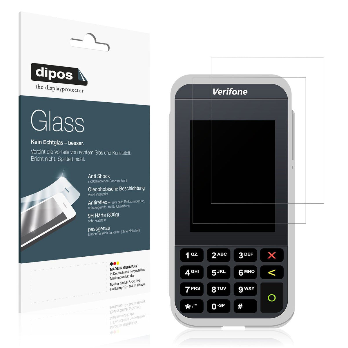 2x Screen Protector for Verifone e285 matte Flexible Glass 9H dipos