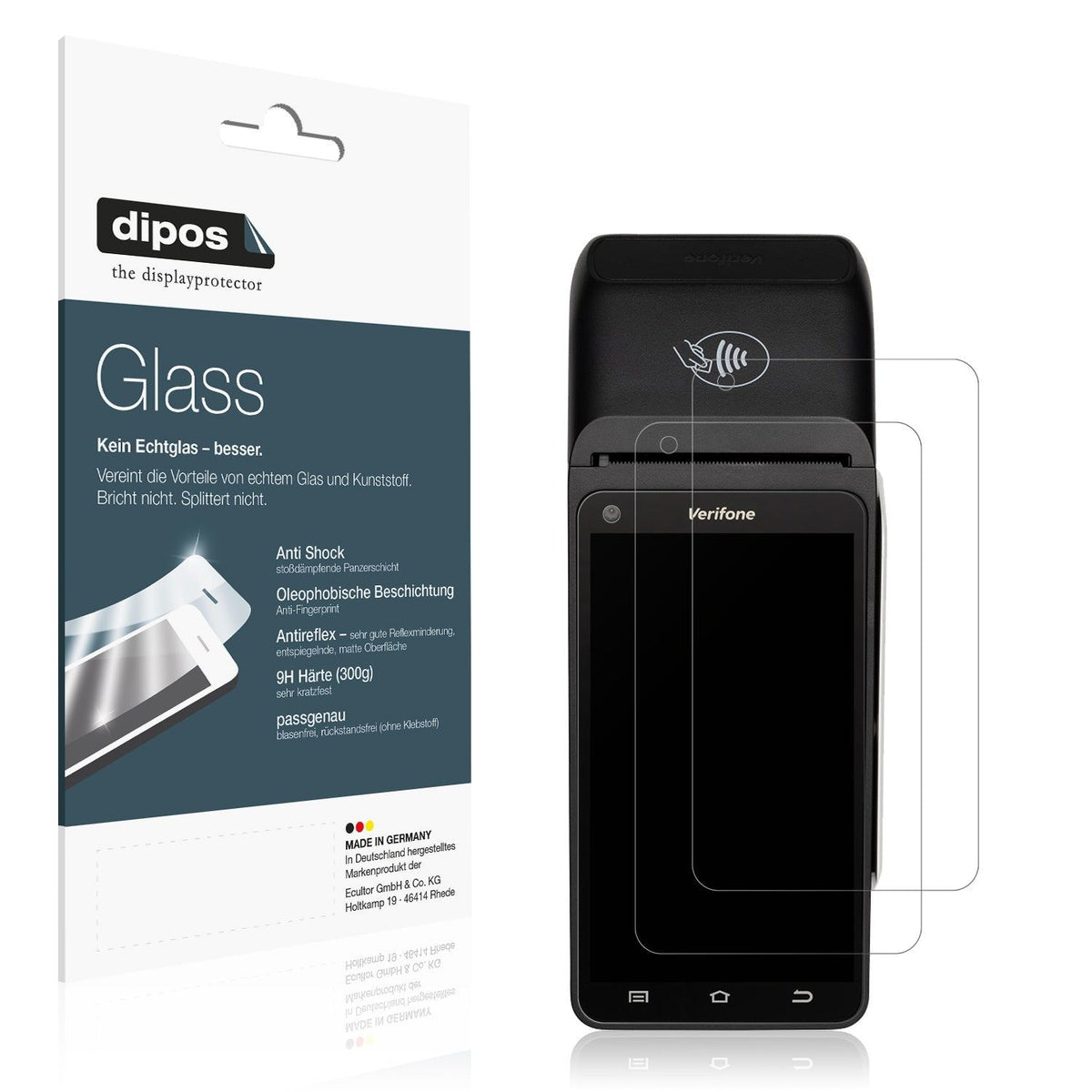 2x Screen Protector for Verifone T650c matte Flexible Glass 9H dipos