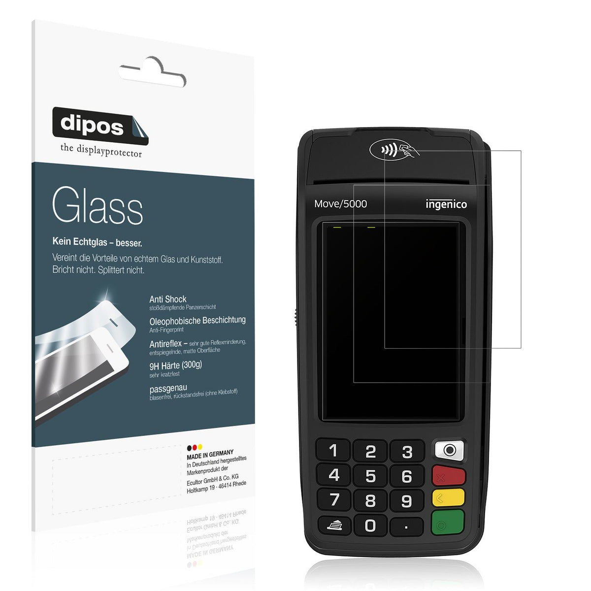 2x Screen Protector for Ingenico Move 5000 matte Flexible Glass 9H dipos