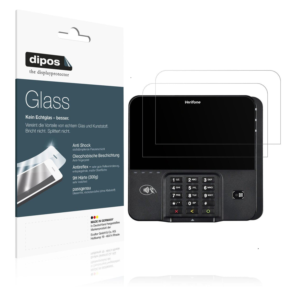 2x Screen Protector for Verifone M424 matte Flexible Glass 9H dipos